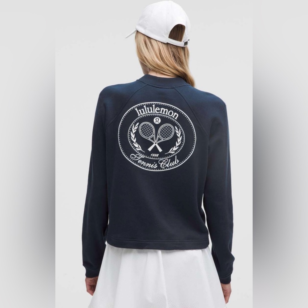 Lululemon NWT Cotton French Terry Crewneck Pullover Tennis Club sz medium navy